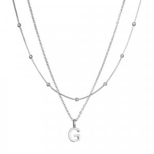 Посеребренное многослойное ожерелье с инициалами Adornia, Silver-G