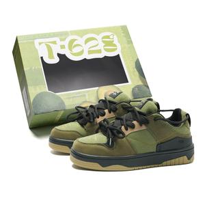 Скользоустойчивые, износостойкие, легкие, дышащие низкие скейтбордские кроссовки унисекс T628, армейский зеленый (высококачественные усовершенствованные) в коробке
