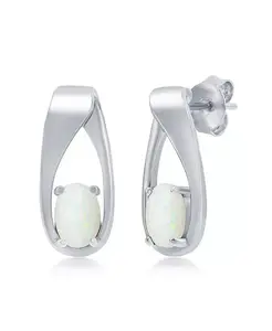 Длинные серьги из стерлингового серебра с овальным опалом Caribbean Treasures, white
