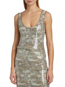 Топ Dessie с круглым вырезом и пайетками Ramy Brook, цвет Camo Sequin