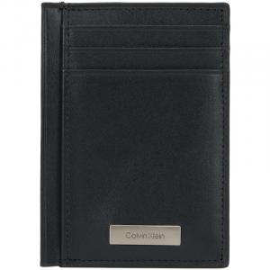 Calvin Klein Кожаный визитник для мужчин Космический черный
