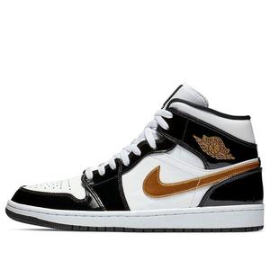 Кроссовки 1 mid patent 'black gold' Air Jordan, черный