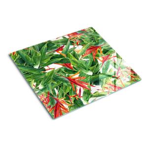 Стеклянная тарелка 60х52 см с цветочным узором TULUP, зеленый