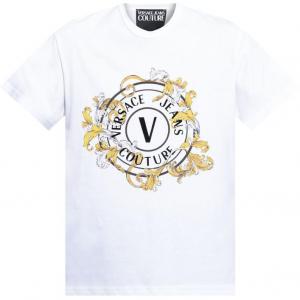 Хлопковая футболка VERSACE JEANS COUTURE, белый