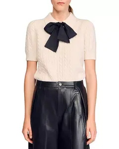 Вязаный свитер с воротником-поло Sandro, белый