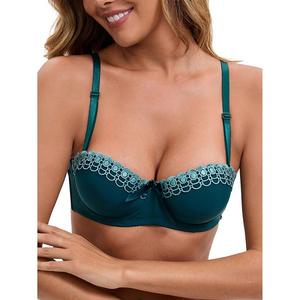 Женский конвертируемый бюстгальтер получашка French underwire maximizer push up с бантиком Inspire Chic, Dark Green