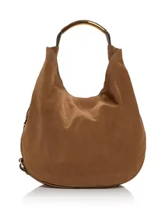 Сумка через плечо Handle me среднего размера из замши. Moschino, коричневый