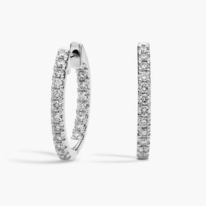 Серьги-кольца с бриллиантовым паве из 14-каратного белого золота (5/8 карата) Blue Nile