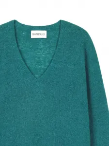 Свитер с V-образным вырезом и рубчатой вязкой Eric Bompard, зеленый
