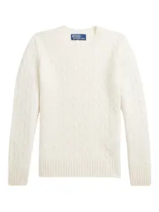 Кашемировый свитер фактурной вязки POLO RALPH LAUREN KIDS, белый