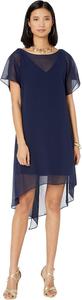 Платье Adrianna Papell Chiffon Overlay Sheath Dress, Navy