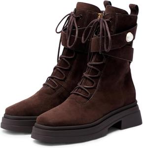 Женские классические ботильоны YDN с круглым носом на шнуровке, платформой и низким устойчивым каблуком, с боковой молнией, повседневные модные ботинки для улицы, размеры US 4-16, Saddle Brown