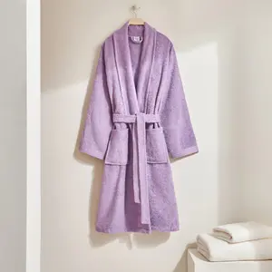 Хлопковый халат 380 гр/м2 Zafiro Basics El Corte Inglés, фиолетовый