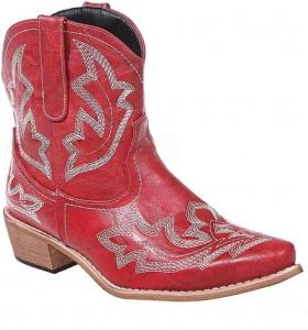 Женские вышитые ботинки с острым носком, толстым каблуком, короткие ботинки, широкие голени и невысокий каблук CQHXHDF, Red