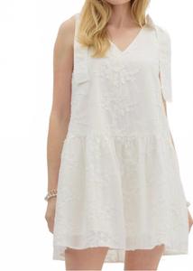 Белое мини-платье с 3D-цветочной вышивкой и завязками Entro