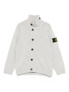 Кардиган на пуговицах с высоким воротником Stone Island Junior, серый