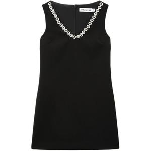 Платье с v-образным вырезом и кристаллами Self-portrait, черный