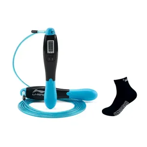 Скакалка Li-Ning PVC+Steel Cables ABS контроллер для фитнеса длина троса 2.8м, белый серый