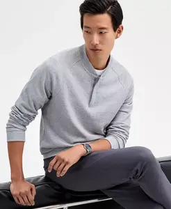 Мужская толстовка French Terry с длинным рукавом и четвертью застежки-кнопки Alfani, серый