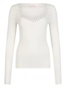Топ с V-образным вырезом и декором в виде заклепок Liu Jo, белый