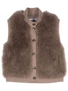 Меховой жилет с отделкой в рубчик Liska, коричневый