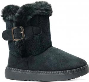 Детские ботинки REDVOLUTION для девочек, малышей, с милыми 2 пуговицами || Замшевые вязаные туфли с искусственным мехом и стразами