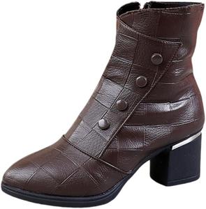 Зимние женские ботинки на высоком каблуке с толстой подошвой и мягкой текстурой. Плотная внутренняя подкладка для тепла. Подходят для ежедневного использования и поездок на работу. Clolinde, Brown