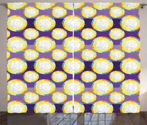 Шторы ABAKUHAUS Astrology в деревенском стиле, планеты жизненного пути, универсальные ленточные шторы для гостиной с петлями и крючками, 280 x 225 см, фиолетовый и разноцветный Abakuhaus