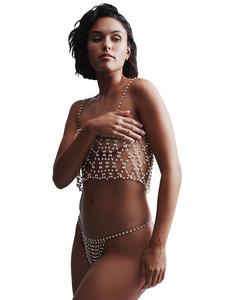 Укороченный топ с жемчугом Bluebella, pearl/silver