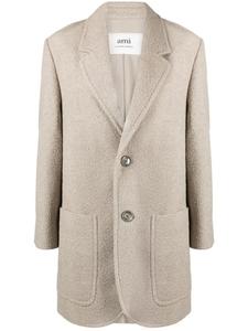 AMI Paris однобортный блейзер из смесовой шерсти, нейтральный цвет