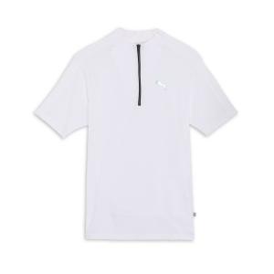 Мужская рубашка для гольфа PF Tech Line с воротником-стойкой и застежкой-молнией до четверти длины, с коротким рукавом и объемным рисунком.