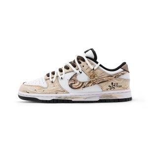 Dunk Light Sand and Gilded Cushioning, износостойкие низкие скейтборд-кроссовки Women's Beige Nike, хаки