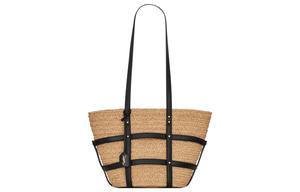 Рафия сумка-шоппер, хозяйственная сумка, женская повседневная сумка натуральный бежево-желтый SAINT LAURENT, Set (Bag+Dust Bag)