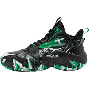 QIAODAN Детские баскетбольные кроссовки среднего размера с противоскользящей подошвой, износостойкие, черные