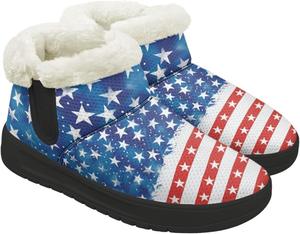 Зимние женские ботинки с меховой подкладкой, подошва EVA, утепленные удобные зимние ботинки для снега, уличные, размер 4,5-14 Chririnla, Aesthetic American Flag
