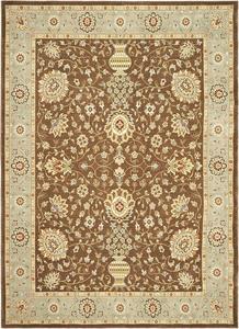Ковер SAFAVIEH, 244 x 341 см, Tuscany Collection, Brown & Light Blue, традиционный восточный дизайн из шерсти, идеален для помещений с высокой проходимостью в гостиной, спальне (TUS303-2560)