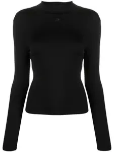 Топ из эластичного джерси с воротником-стойкой Courrèges, черный