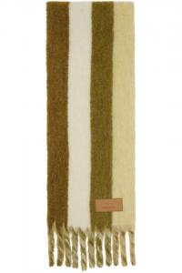 Ami Paris Зеленый полосатый шарф из альпаки