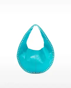 Сумка через плечо из гладкой кожи в стиле хобо с заклепками и магнитной застежкой Parfois, синий