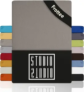 Простыня махровая Basic на резинке 160x200 см, хлопок, мягкая и приятная на ощупь, фирменное качество, для всех стандартных матрасов высотой до 25 см - серо-коричневый STUDIO