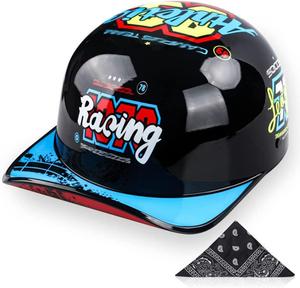 Шлем мотоциклетный CFZWJ с принтом, черный / синий