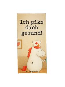 Mr. & Mrs. Panda Банное полотенце с дизайном «Единорог-медсестра» и надписью «Sp   » белого цвета