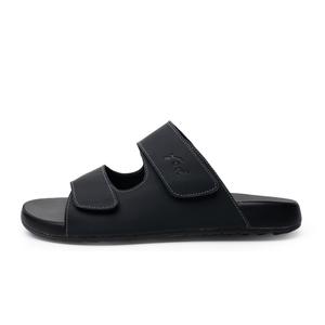 Мужские тапочки-слайды из кожи с подошвой из резиновой пены, быстросохнущие, с лоскутным узором FED, Black