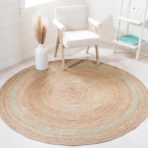 SAFAVIEH Natural Fiber Collection круглый ковер 183 x 183 см Green NF109Y ручной работы в деревенском стиле с каймой из джута