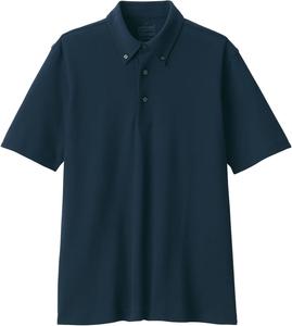 Мужская поло-рубашка MUJI Cool UV-Cut Pique Knit с коротким рукавом и защитой от УФ-излучения (AB1M8A5S), темно-синий