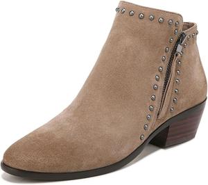 Женские ботильоны FYS с заклепками, на щиколотку, с круглым носком, массивным низким каблуком, с двумя боковыми молниями, повседневные ковбойские туфли, размер 4-16 US, Burlywood