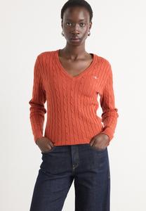 Джемпер GANT CABLE V NECK, Modern Rust/Light Pink