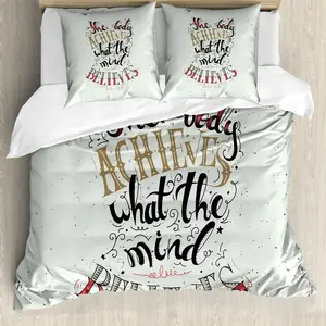 Пододеяльник ABAKUHAUS Fitness, с надписью Тело и разум, с защитой от клещей, подходит для аллергиков, с наволочками, 155 см x 220 см - 80 x 80 см, разноцветный