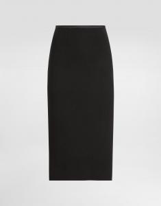 Шерстяное креповое платье-футляр миди Dolce & Gabbana, черный