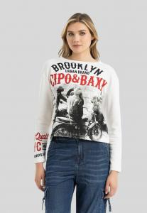 Топ с длинными рукавами Cipo & Baxx, белый